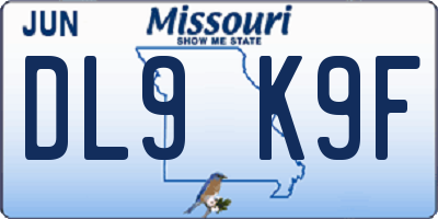 MO license plate DL9K9F