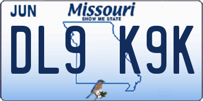 MO license plate DL9K9K