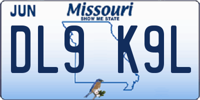 MO license plate DL9K9L