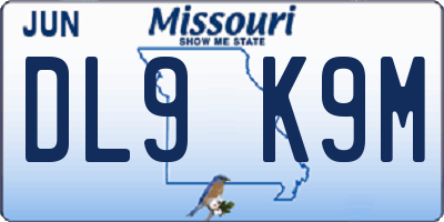 MO license plate DL9K9M