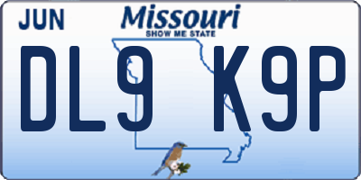 MO license plate DL9K9P