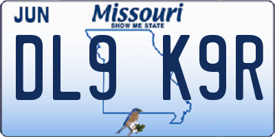 MO license plate DL9K9R