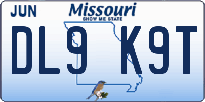 MO license plate DL9K9T