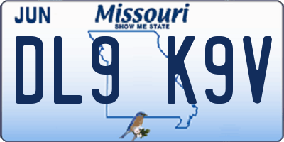 MO license plate DL9K9V