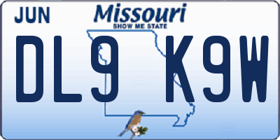 MO license plate DL9K9W