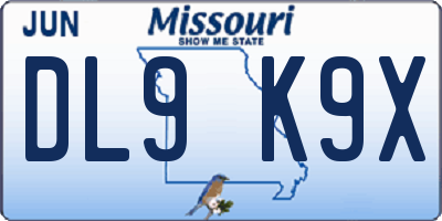 MO license plate DL9K9X