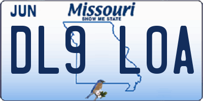 MO license plate DL9L0A