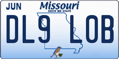 MO license plate DL9L0B