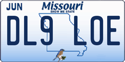MO license plate DL9L0E