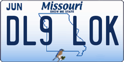 MO license plate DL9L0K