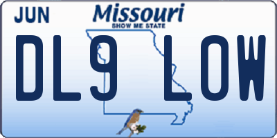 MO license plate DL9L0W