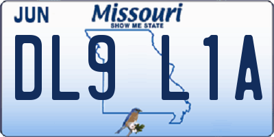 MO license plate DL9L1A