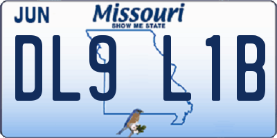 MO license plate DL9L1B