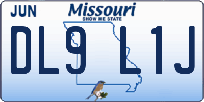 MO license plate DL9L1J