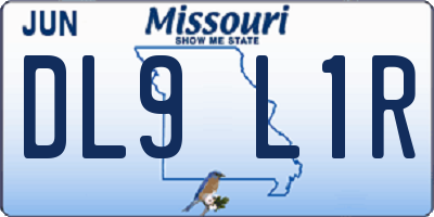 MO license plate DL9L1R