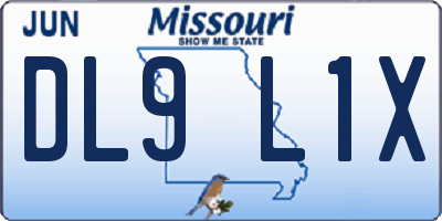 MO license plate DL9L1X