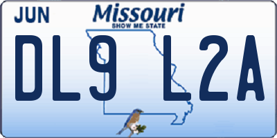 MO license plate DL9L2A