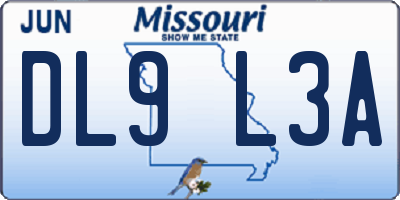 MO license plate DL9L3A