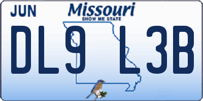 MO license plate DL9L3B