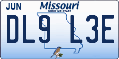 MO license plate DL9L3E