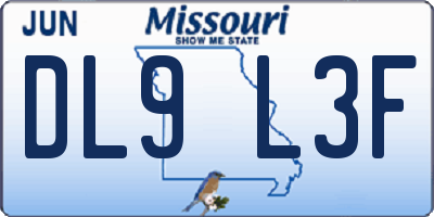 MO license plate DL9L3F