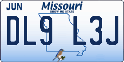MO license plate DL9L3J