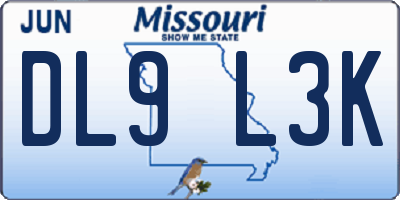 MO license plate DL9L3K