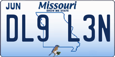 MO license plate DL9L3N