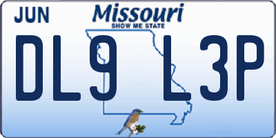 MO license plate DL9L3P