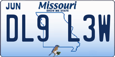 MO license plate DL9L3W