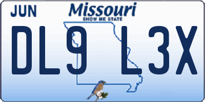 MO license plate DL9L3X
