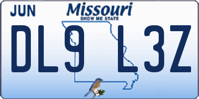 MO license plate DL9L3Z
