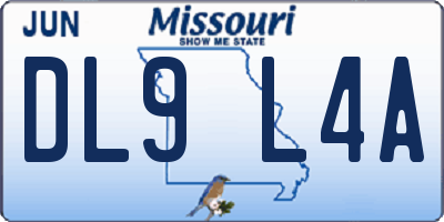 MO license plate DL9L4A