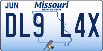 MO license plate DL9L4X