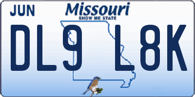 MO license plate DL9L8K