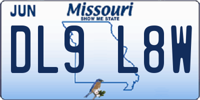 MO license plate DL9L8W