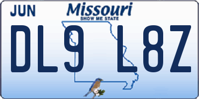 MO license plate DL9L8Z