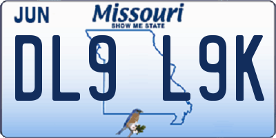 MO license plate DL9L9K