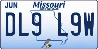 MO license plate DL9L9W