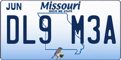 MO license plate DL9M3A