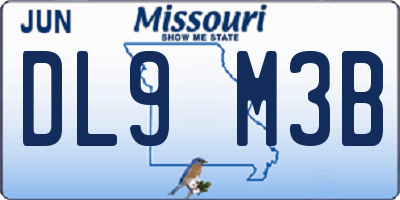 MO license plate DL9M3B