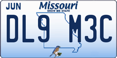 MO license plate DL9M3C