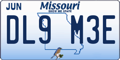 MO license plate DL9M3E