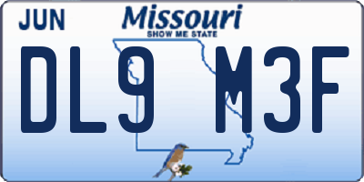 MO license plate DL9M3F