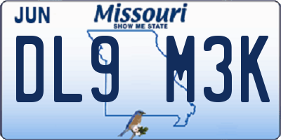 MO license plate DL9M3K