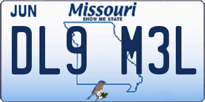 MO license plate DL9M3L