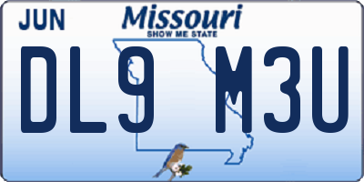 MO license plate DL9M3U