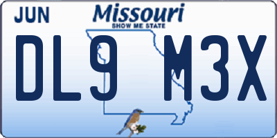 MO license plate DL9M3X