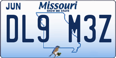 MO license plate DL9M3Z