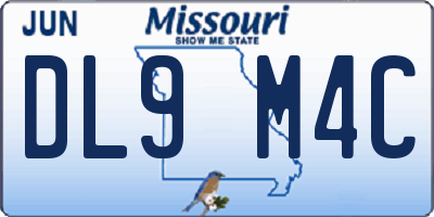 MO license plate DL9M4C